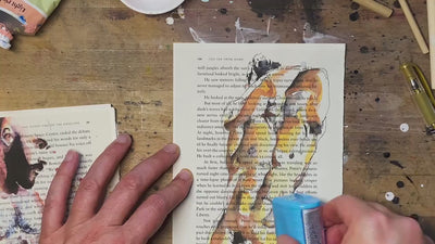 Gay Artwork Bundle Book Page Male Figure Book Page Art, Set of 10 Small Prints, Homoerotic Vintage Recycled Art, Hand-Embellished Book Pages