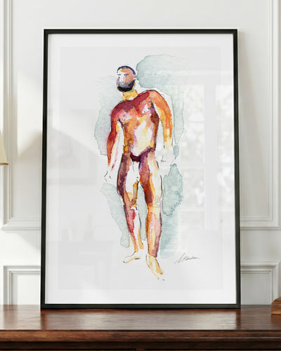 Heavyweight art print in a black frame, shown up close