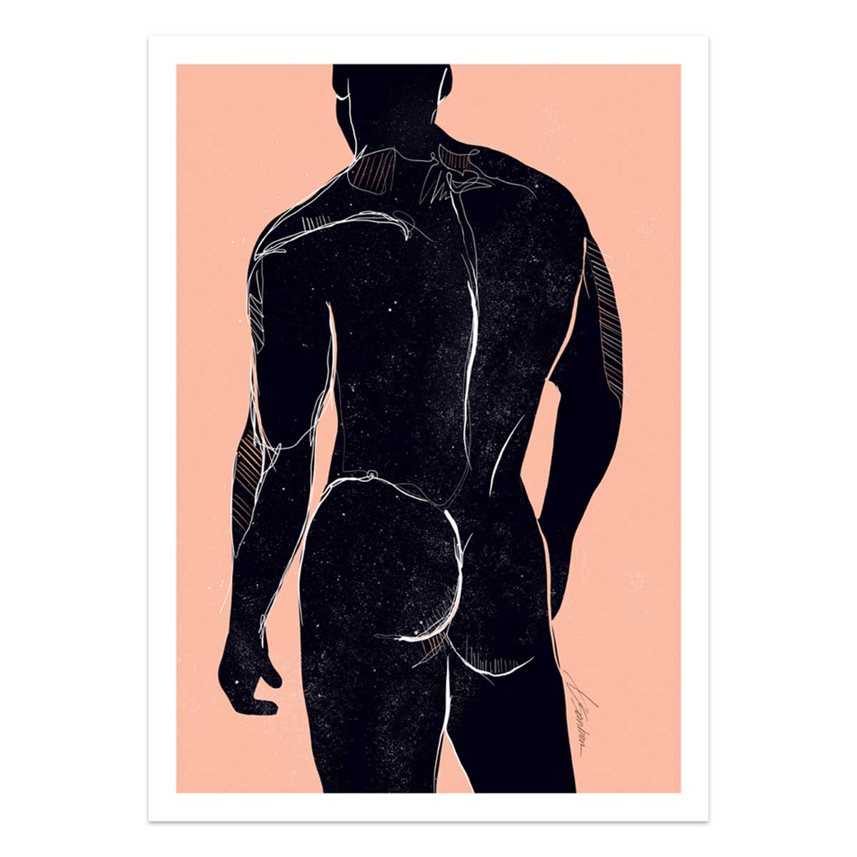 Sculpted Back and Defined Booty Silhouette - Art Print