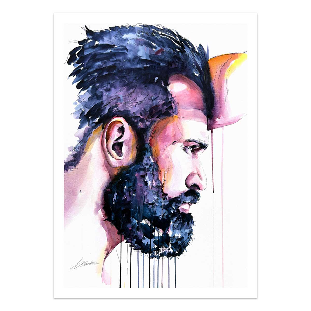 A Bearded Man's Strength in Silence - Art Print