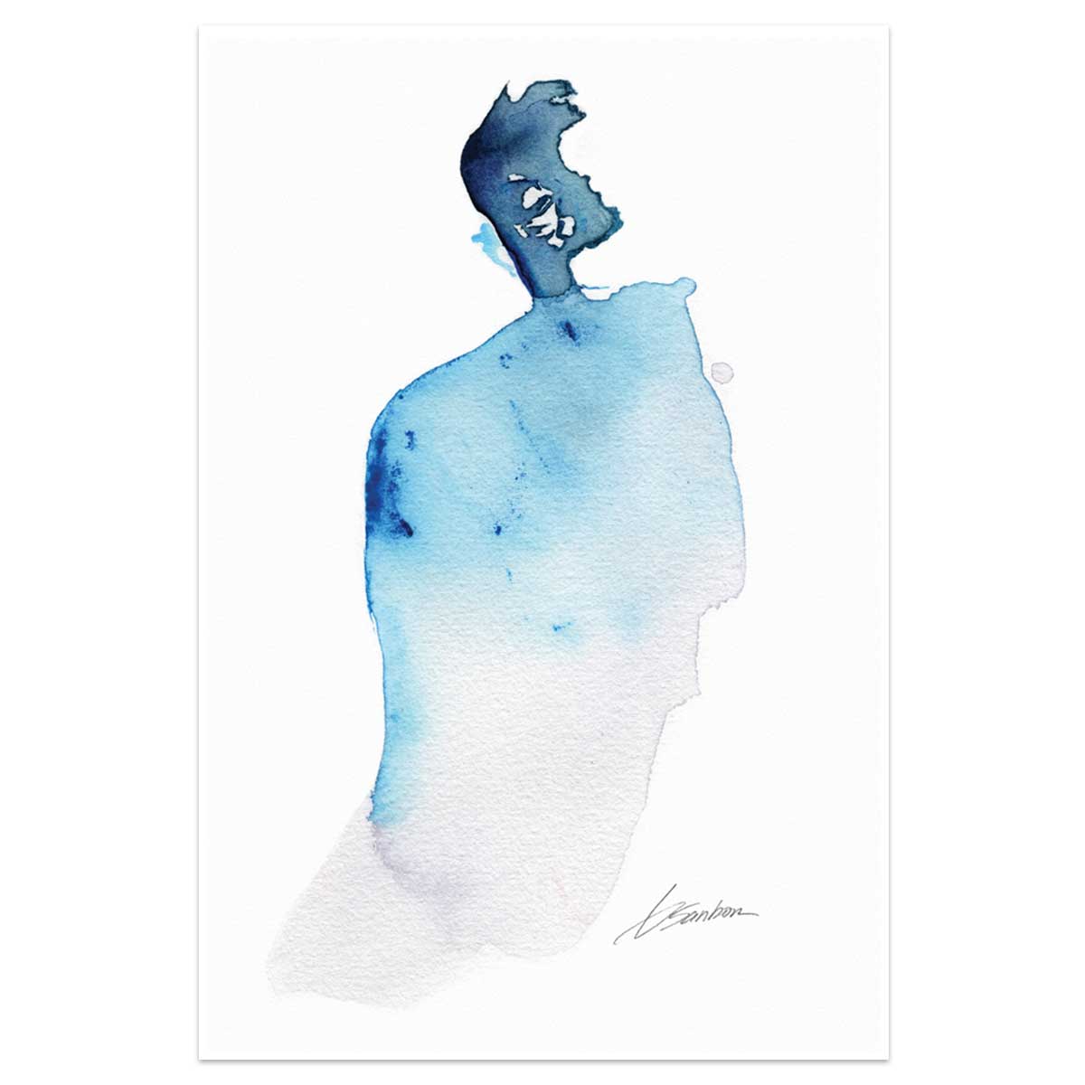 Serene Blue Abstract Man - 6x9 Original Painting