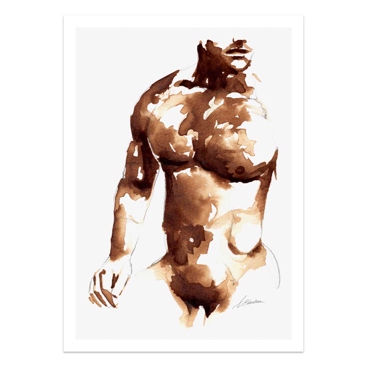 Coffee-Toned Male Torso - Art Print