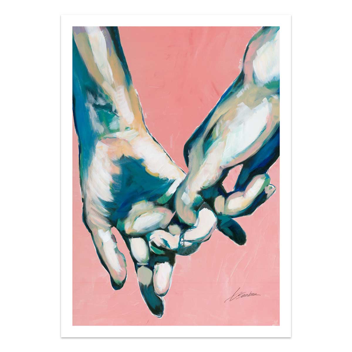 Two Men's Hands Intertwined in Tender Gay Love - Art Print