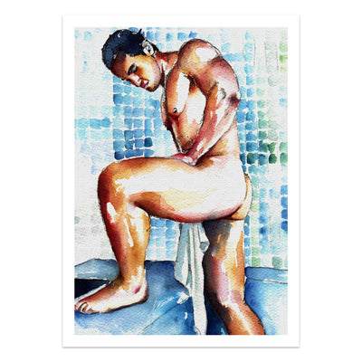 Blue Tile Pose and a Confident Booty Lean – Art Print Artist Brenden Sanborn
