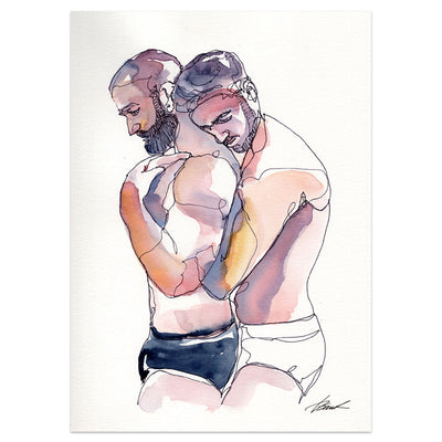 Morning Snuggles – 5x7" Original Ink & Watercolor Artist Brenden Sanborn