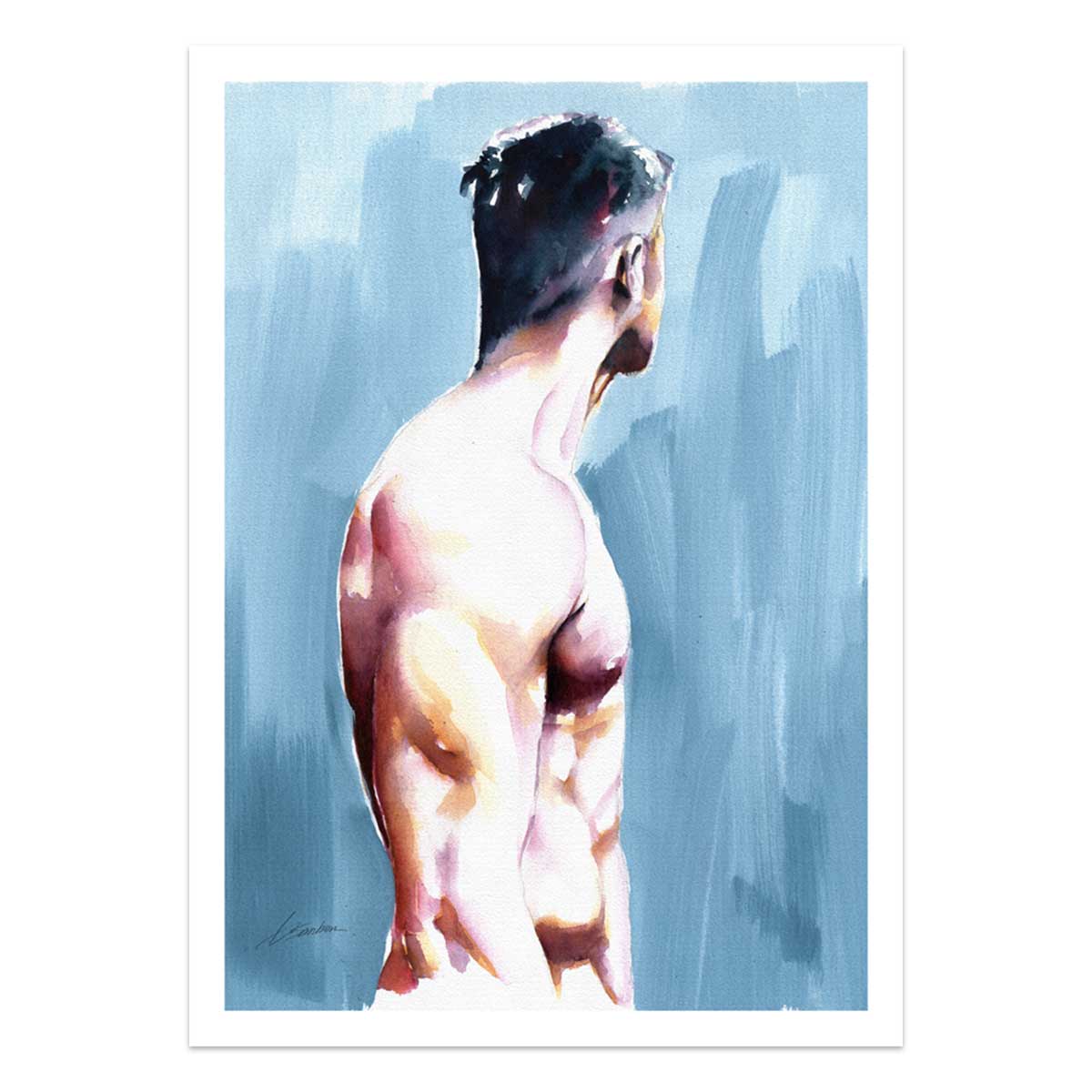 Male Figure in Quiet Reflection Turned Away - Art Print