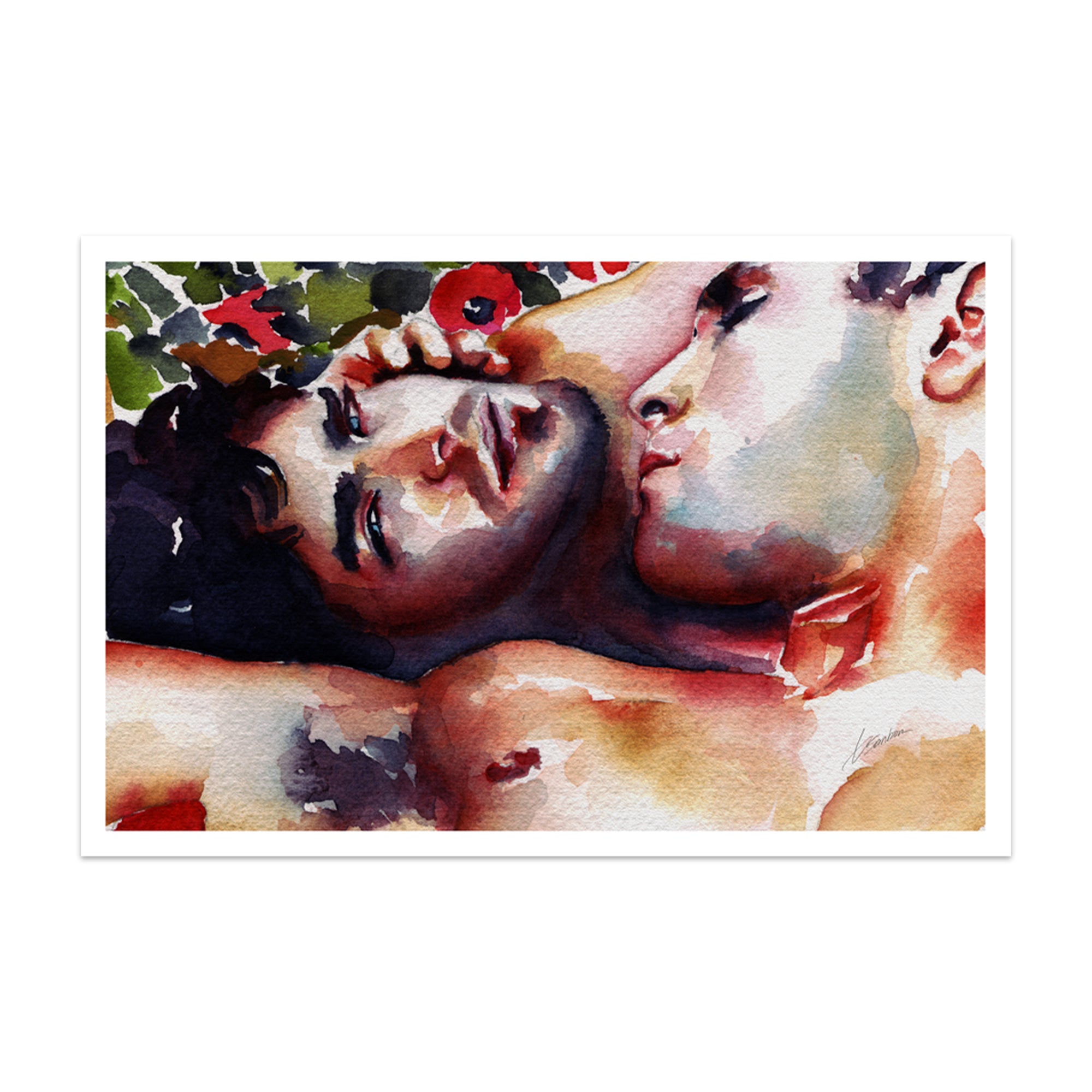 A Kiss That Lingers Beneath the Poppies – Art Print