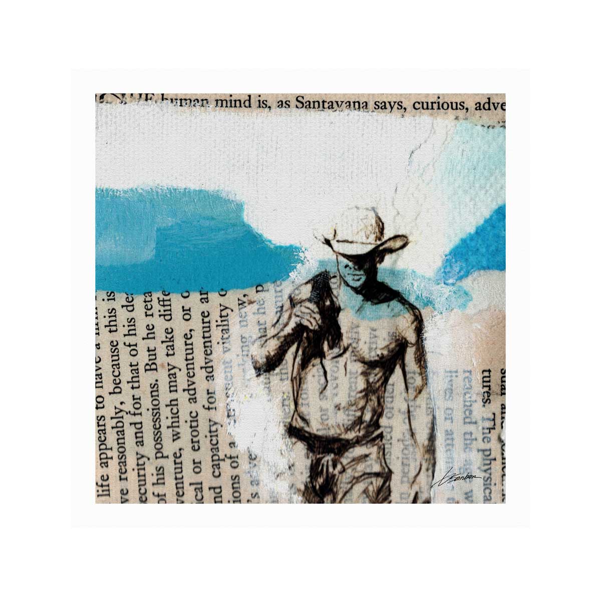 Cowboy Drifter on Book Pages – Art Print