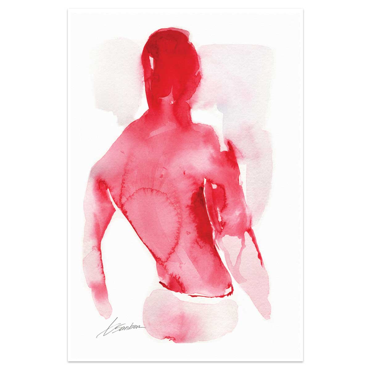 Crimson Vigor Abstract Male in Undies - 6x9" Original Painting