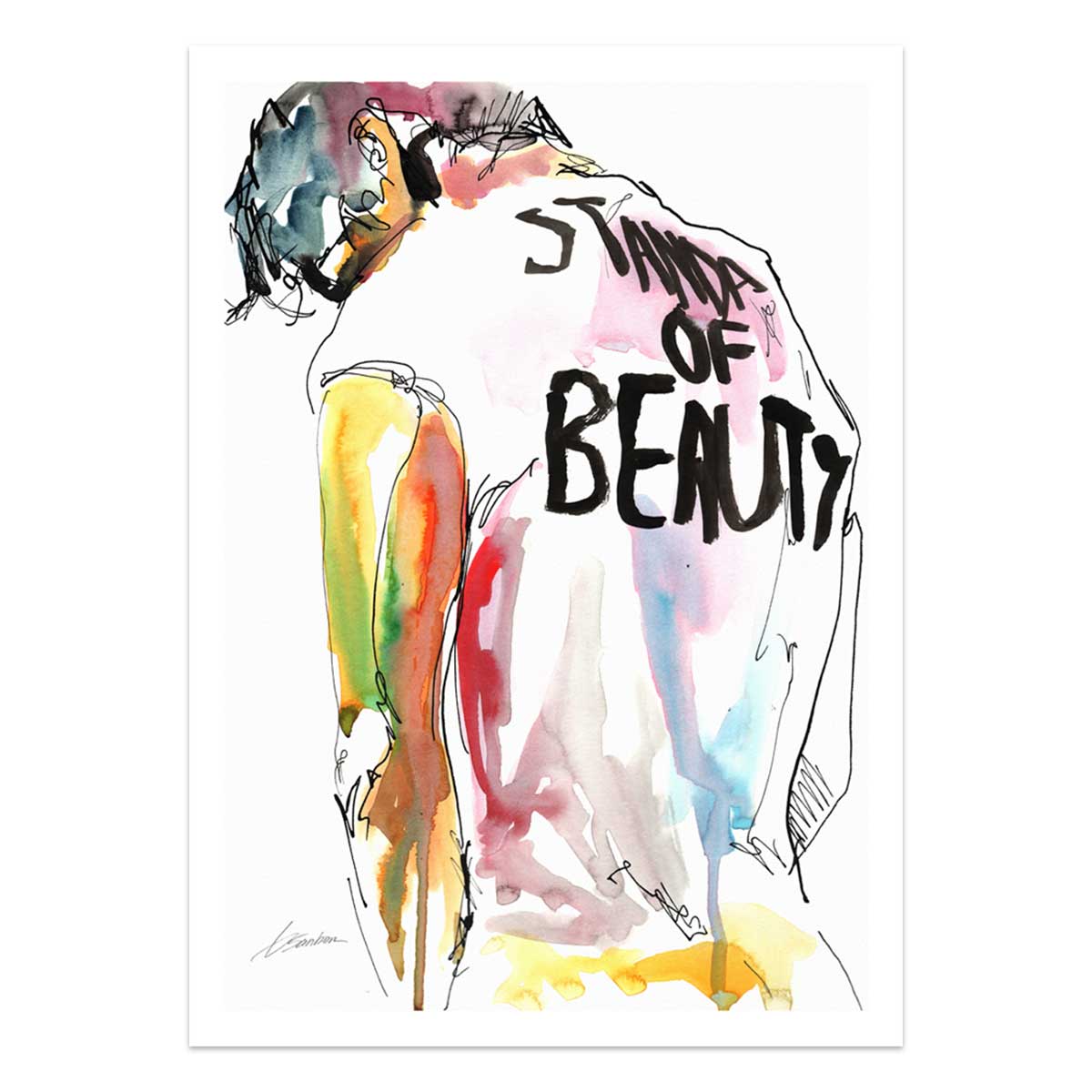 The Silent Weight of Beauty Draped on His Back - Art Print