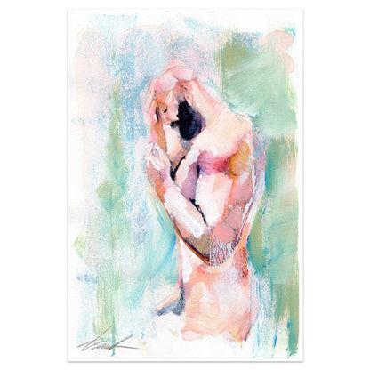Refreshing Solitude - Muscular Male Figure - 6x9" Original Watercolor Painting