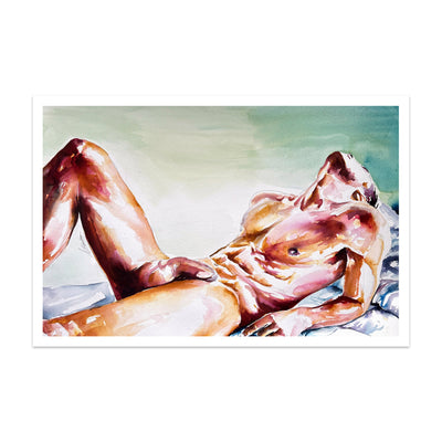 Male Figure Reclining in Ecstatic Surrender - Art Print Artist Brenden Sanborn