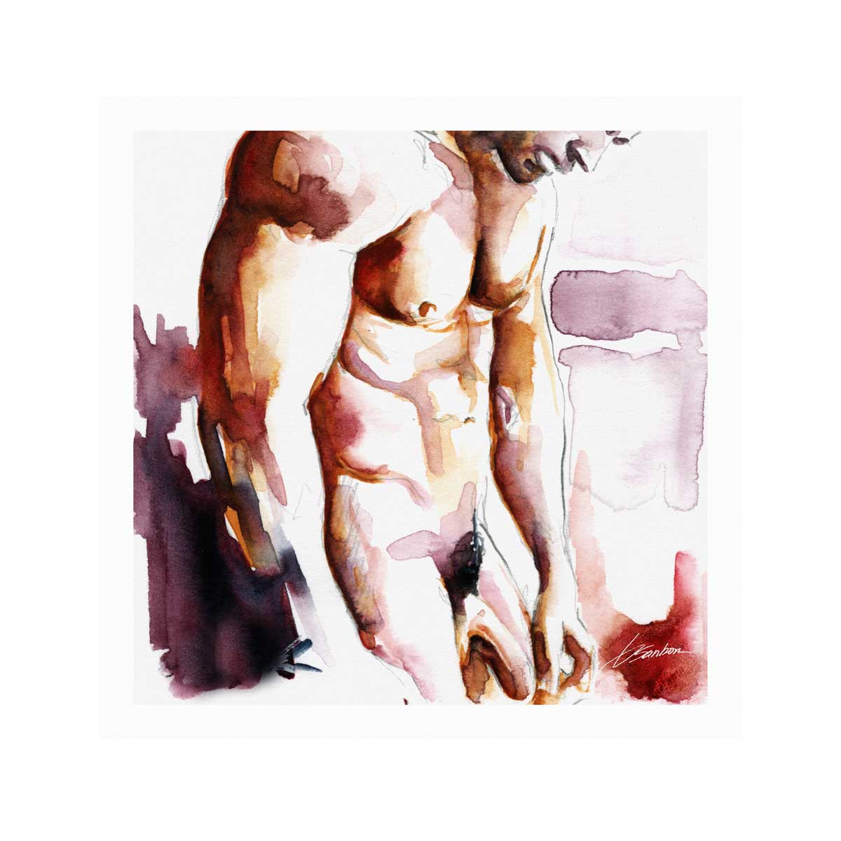 Male Nude Figure in Gentle Light – Art Print