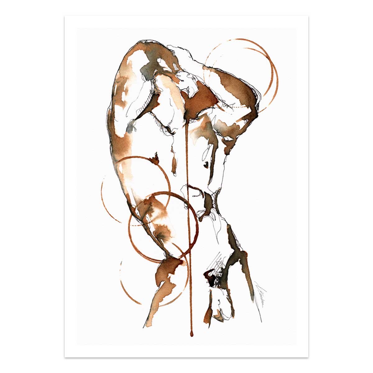 Curved Torso Wrapped in Circles - Art Print