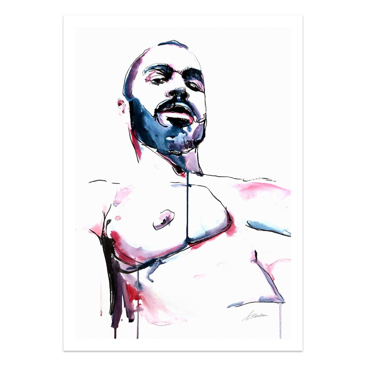 Soft Shadows on a Bearded Chest - Art Print