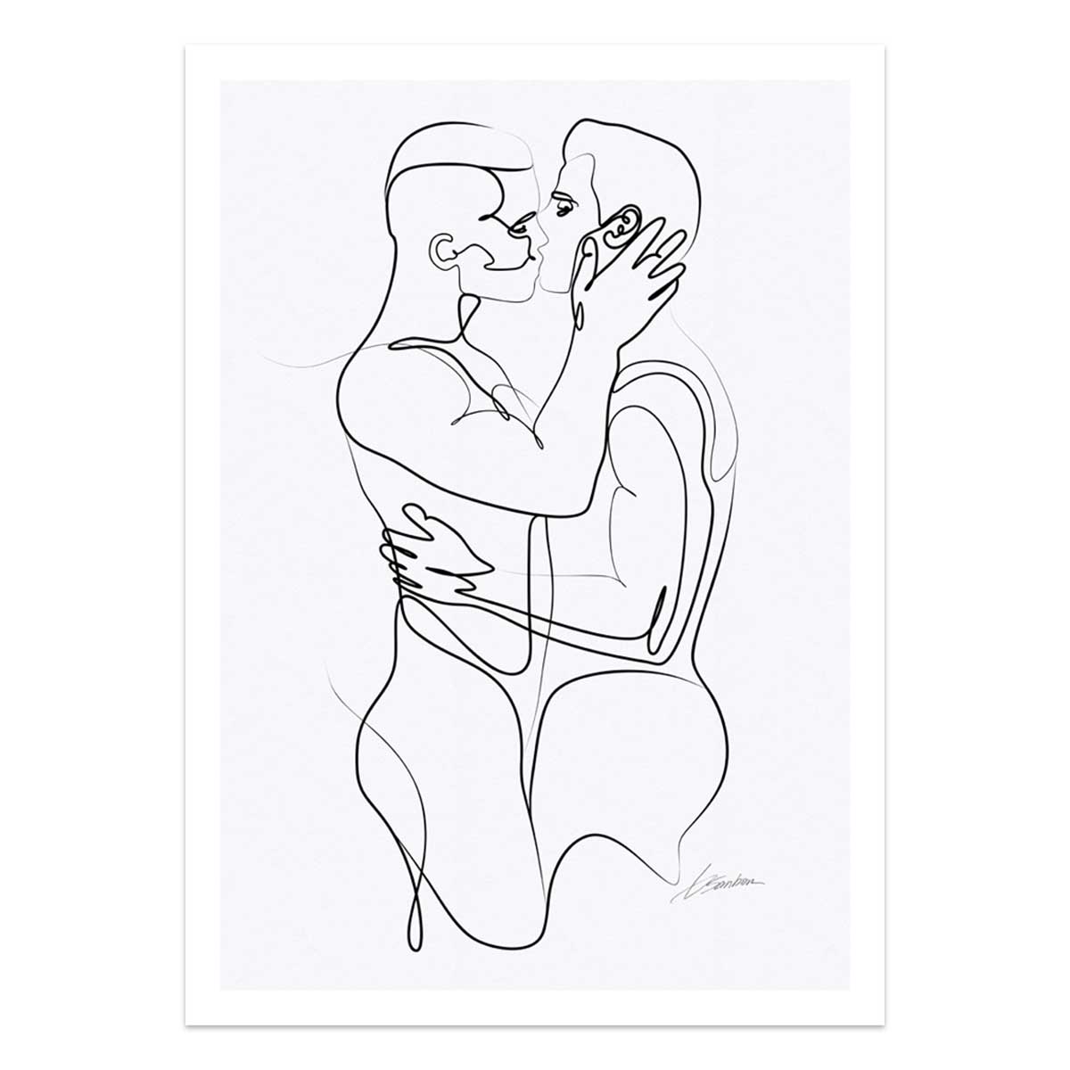 Male Lovers in One Line – Art Print