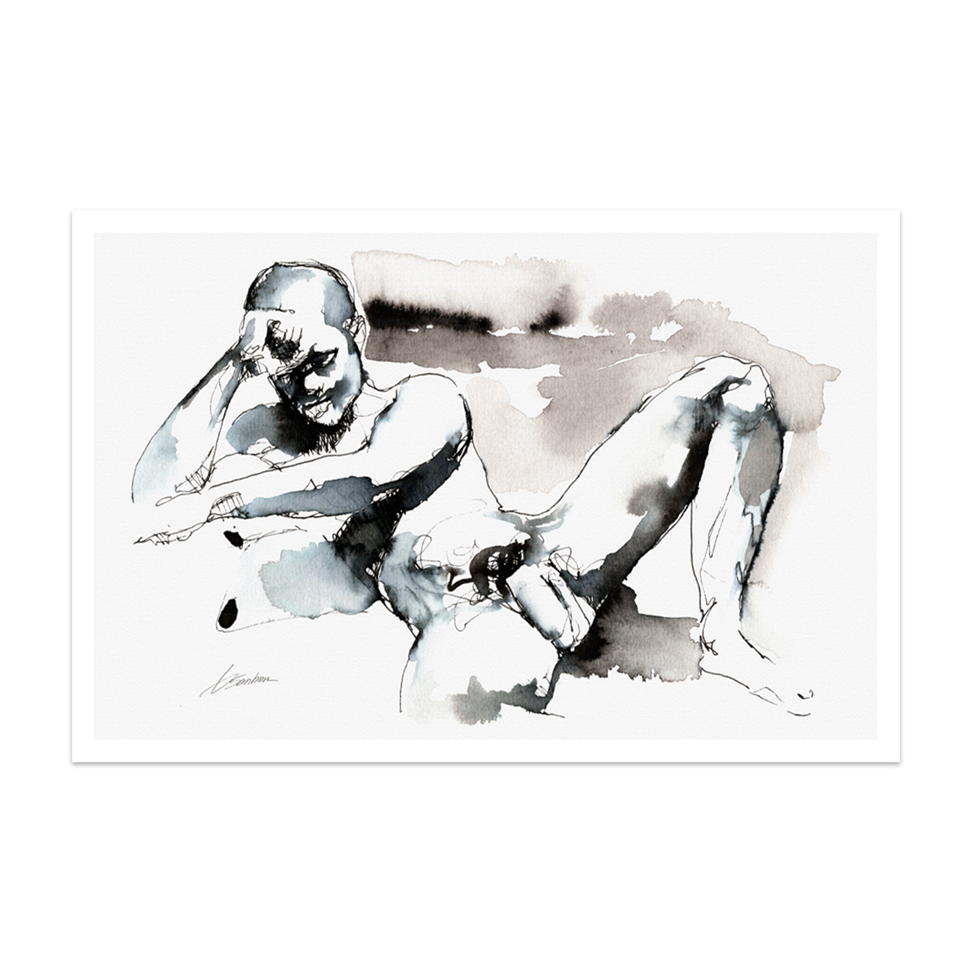 Resting Figure in Fluid Lines – Art Print