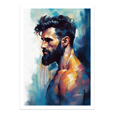Bearded Male Figure in Thoughtful Profile - Art Print Artist Brenden Sanborn