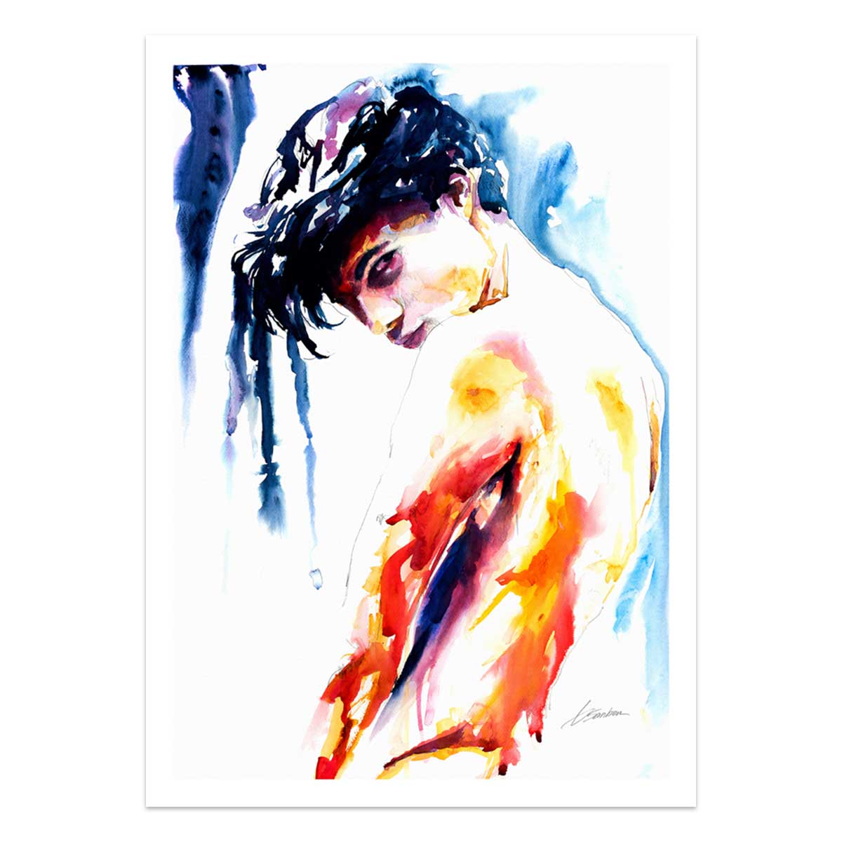 Soft Glance Bare Shoulders Bathed in Light - Art Print