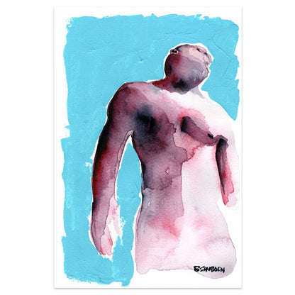 Vivid Strength Abstract Male Figure - 6x9" Original Painting