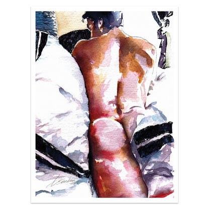 Sunny Repose: Semi-Nude Male Basking in Daylight - Giclee Art Print