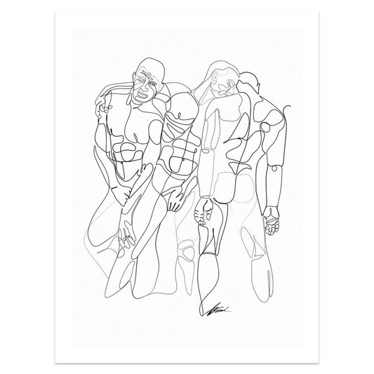 Serenade of Support - Group of Male Figures in Unity - Giclee Art Print