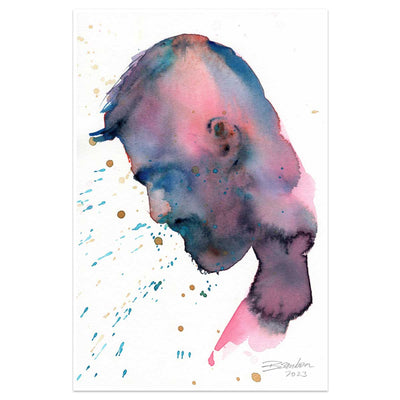 Profile of Bearded Man - 6x9" Original Watercolor Painting Artist Brenden Sanborn