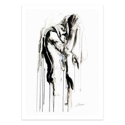 Male Figure Draped in Veiled Elegance with Flowing Silhouettes - Art Print Artist Brenden Sanborn