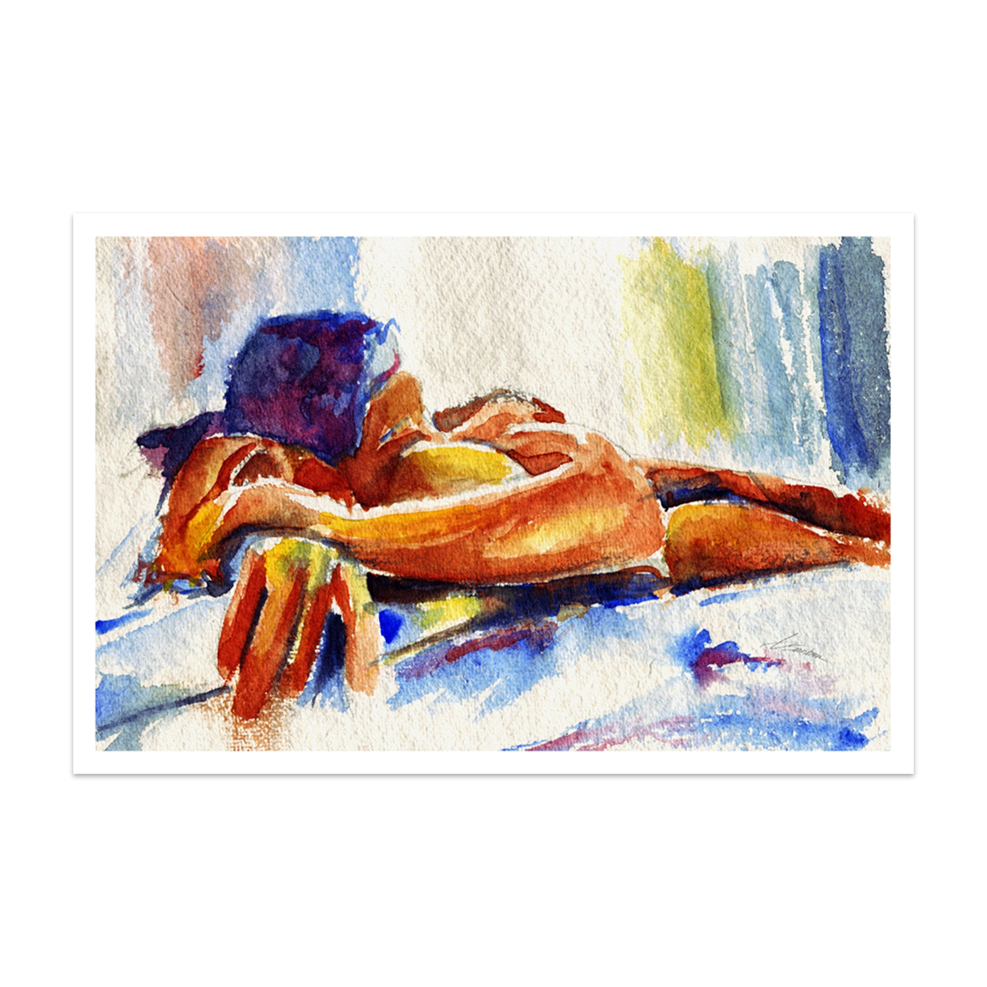 Sunlit Rest on Soft Sheets – Art Prin