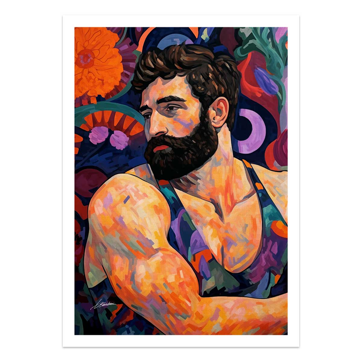 Bearded Gaze in Bloom – Art Print