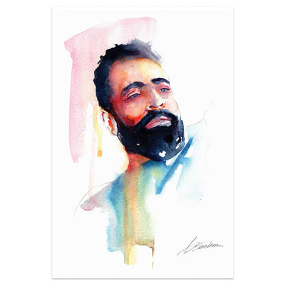 Pensive Man with Beard - 6x9" Original Watercolor Painting