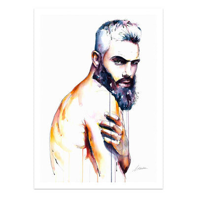 Bearded Male Figure in a Moment of Silent Strength - Art Print Artist Brenden Sanborn
