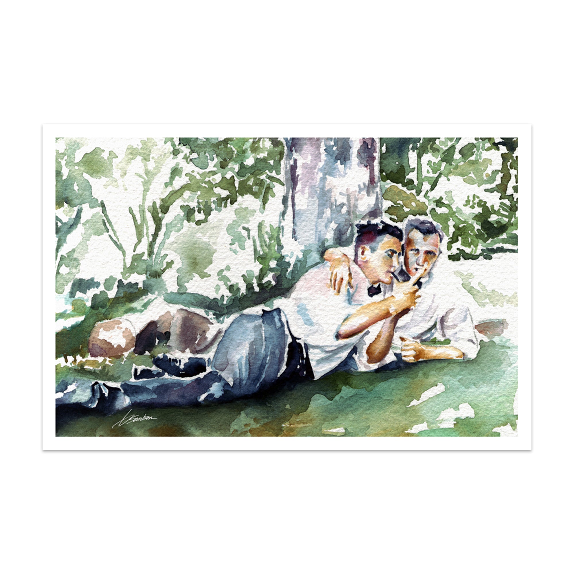 Sharing a Secret in the Shade - Art Print