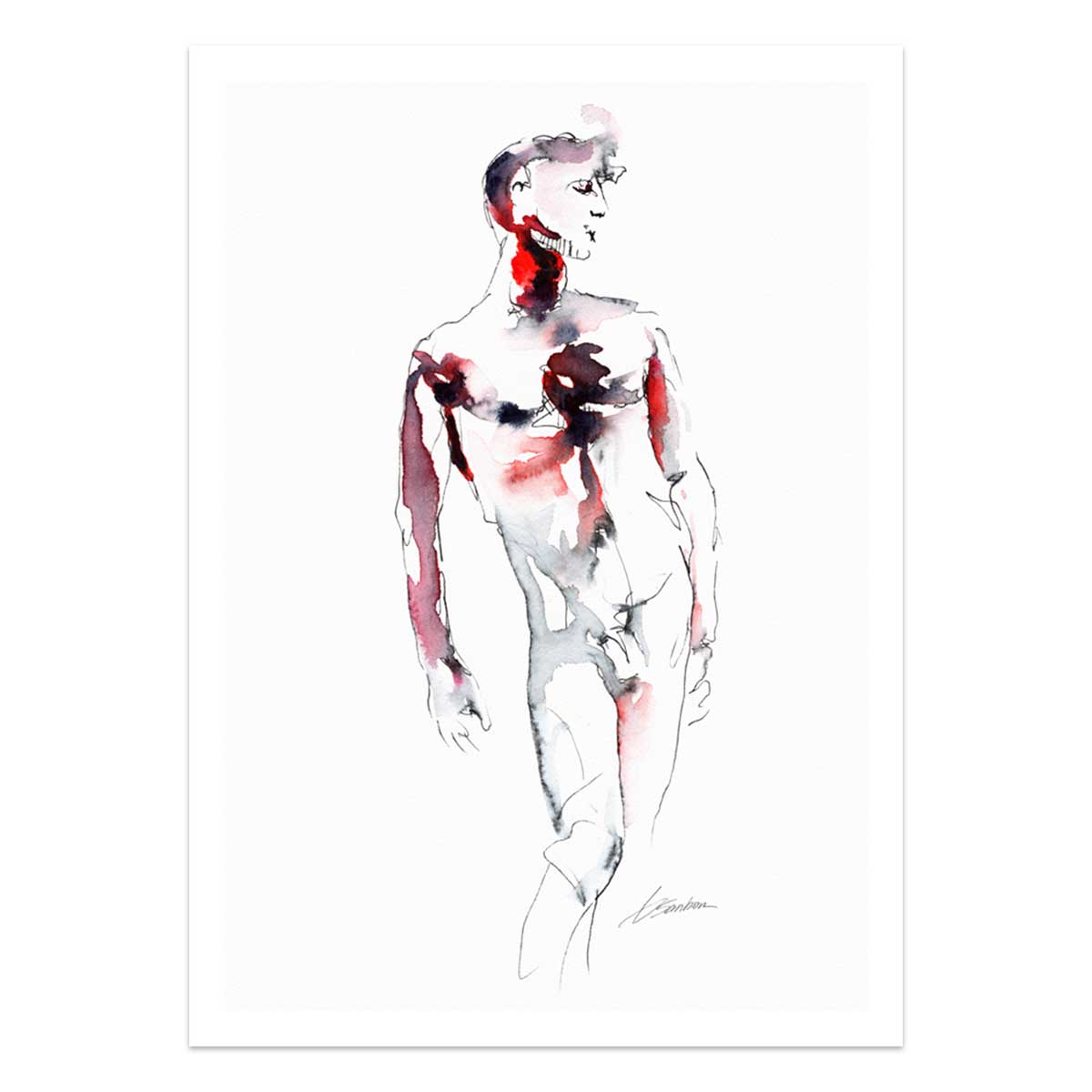 Male Figure in Effortless Motion - Art Print