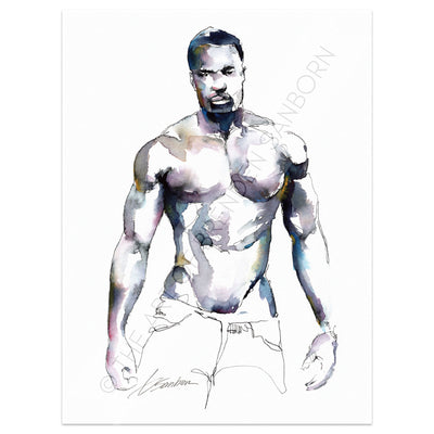 Ebony Strength & Whiskered Elegance: Original Watercolor by Brenden Sanborn Artist Brenden Sanborn