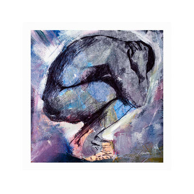 Male Figure in Fetal Pose with Dark Tones – Art Print Artist Brenden Sanborn