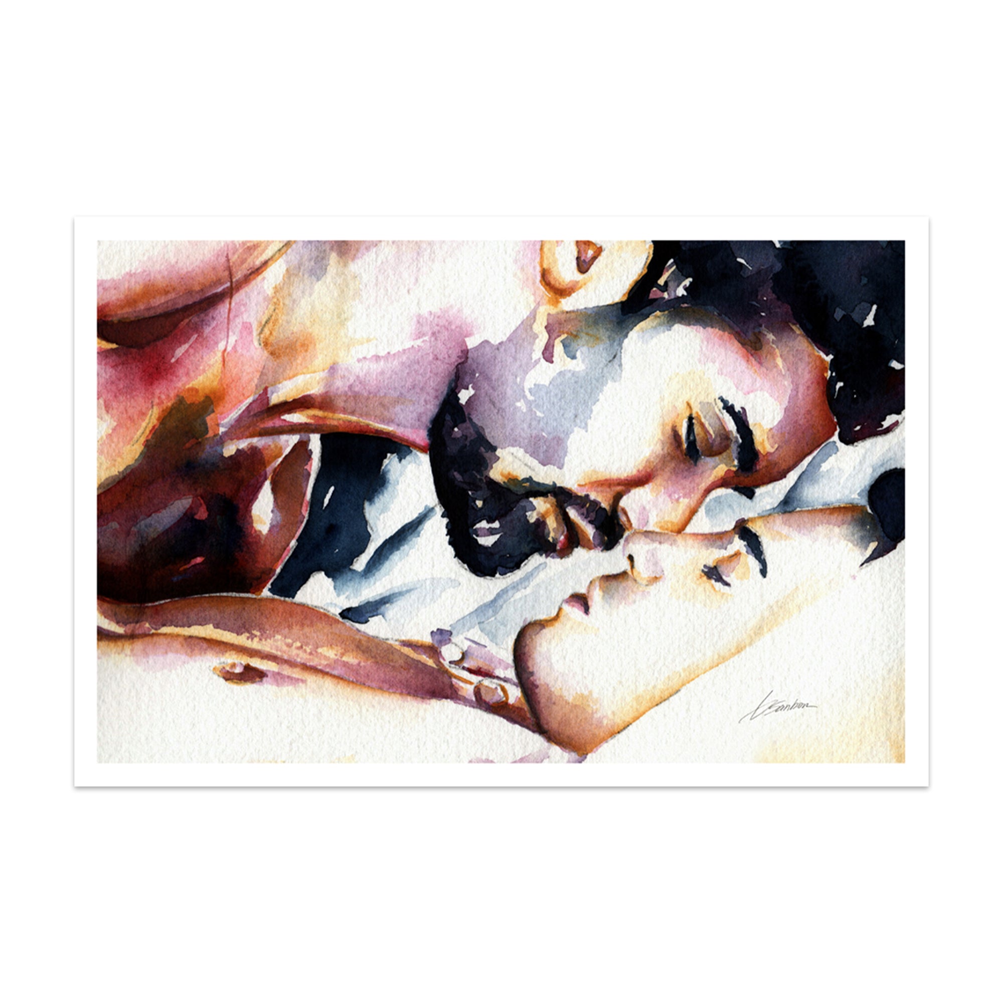 Lovers Resting in Tender Serenity - Art Print