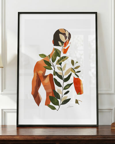 Vine Memory art print in a black frame, shown up close