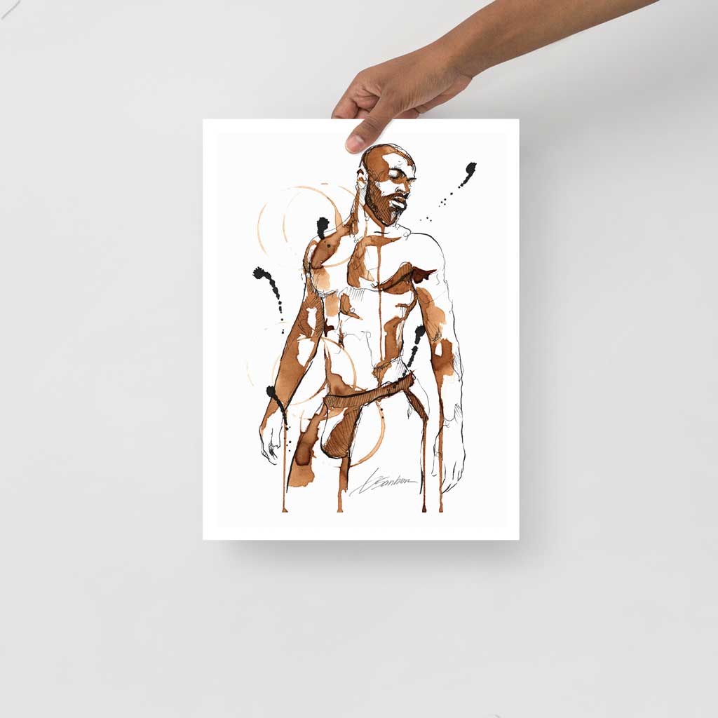 Male Figure in Jock Strap - Made with Instant Coffee - Giclee Art Print