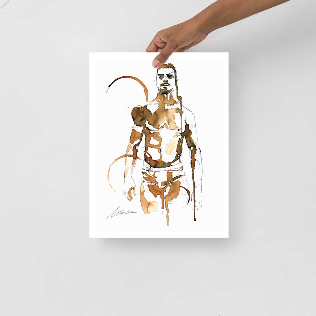 Standing in His Underwear - Made with Instant Coffee - Giclee Art Print