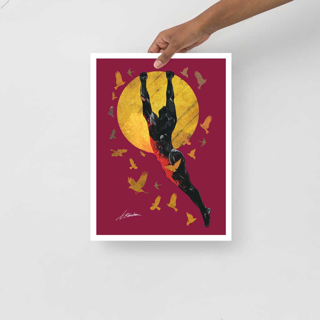 Birds Around the Sun - Male Hanging from Circle- Giclee Art Print
