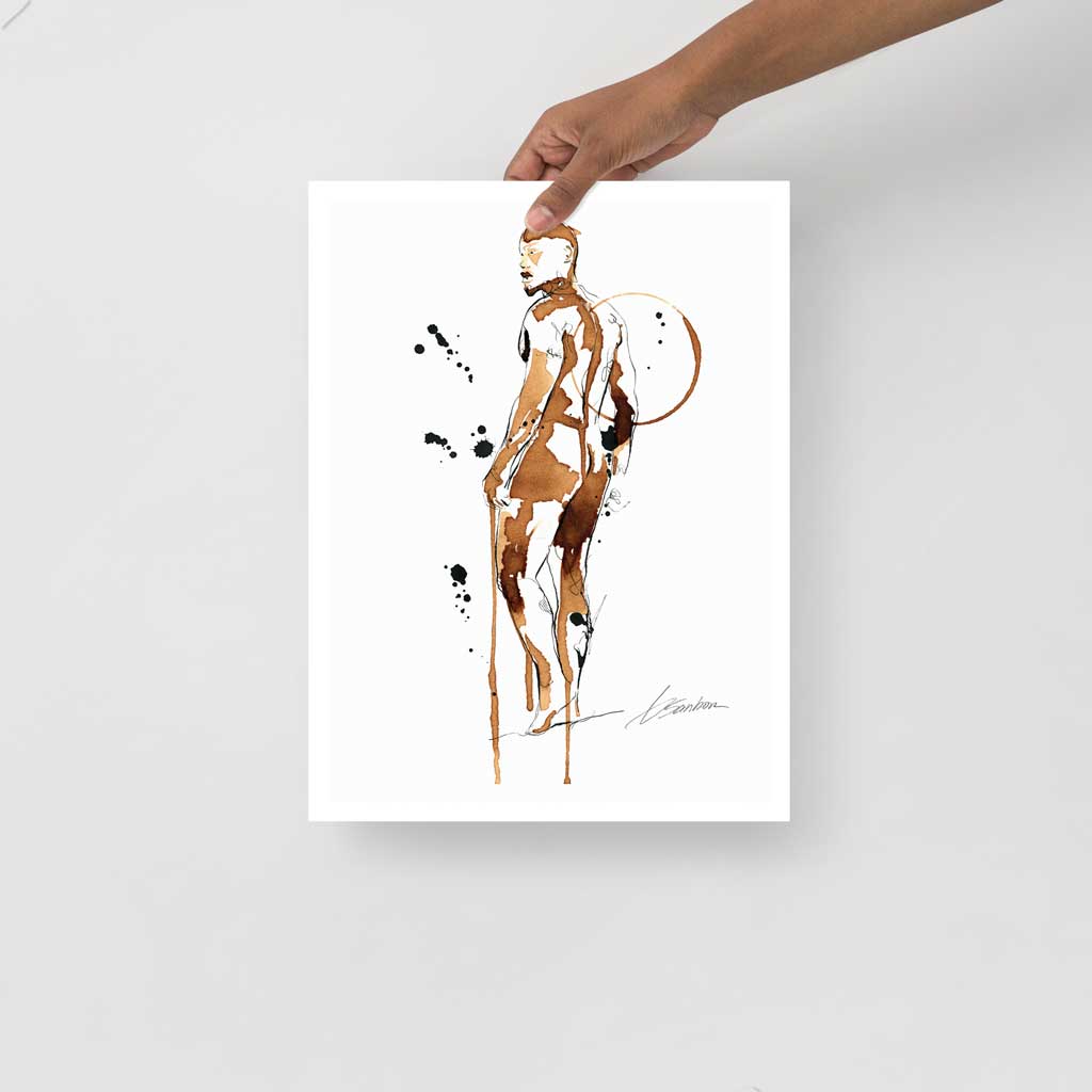 Walking Away - Made with Instant Coffee - Giclee Art Print