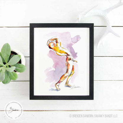 Nothing For the Imagination Full Nude Male - Ink and Watercolor - Giclee Art Print