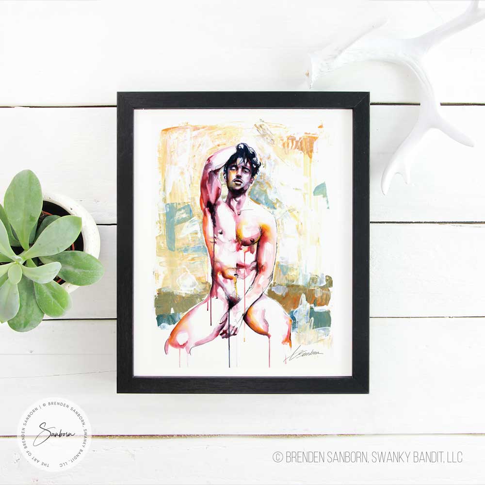 Beautiful Moment in the Sun with Hot Muscular Nude Male - Giclee Art Print
