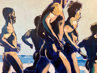Peaches on the Beach - Male Runners Nude - Original Acrylic Painting Artist Brenden Sanborn
