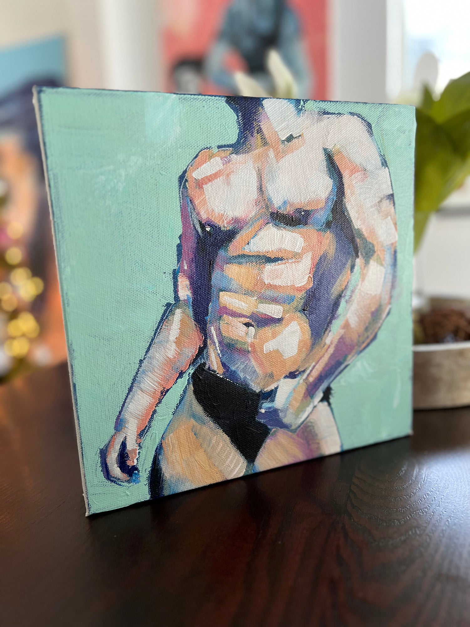 Muscular Male Body in Speedo - Original Acrylic Painting