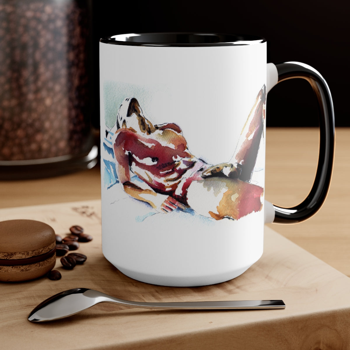 The Sleeping Male - Full Nude Cup of Joe  - Two-Tone Coffee Mugs, 15oz