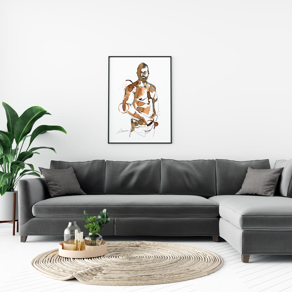 Strong Male Shirtless - Made with Instant Coffee Giclee Art Print
