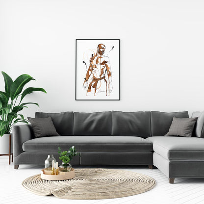 Male Figure in Jock Strap - Made with Instant Coffee - Giclee Art Print