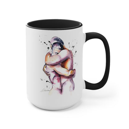 The Hug of Love - Two-Tone Coffee Mugs, 15oz